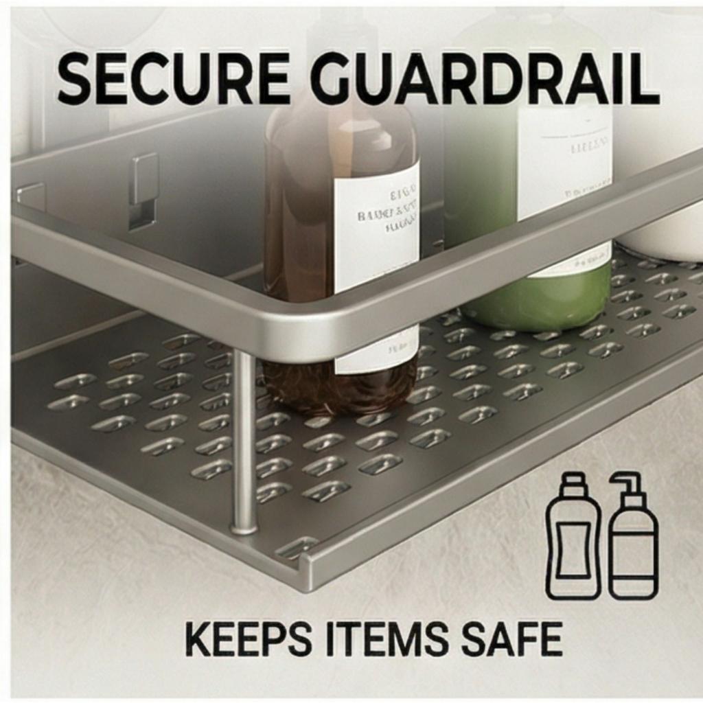 Suction Cup Storage Rack for Bathroom Washstand, Wall-Mounted, No-Drill, Toilet and Washroom Organizer