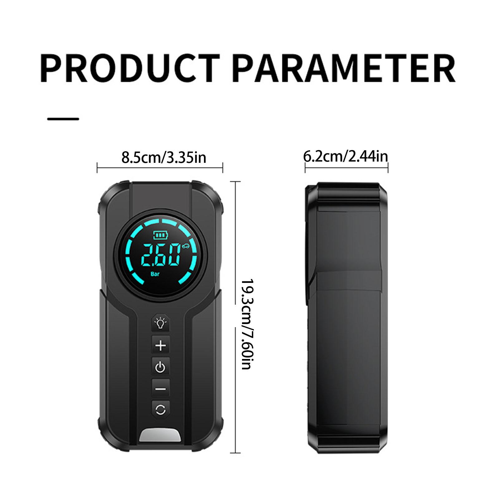 Tire Inflator Portable Air Compressor, 60W Portable Air Pumps with Digital Pressure Display Cordless Air Compressor