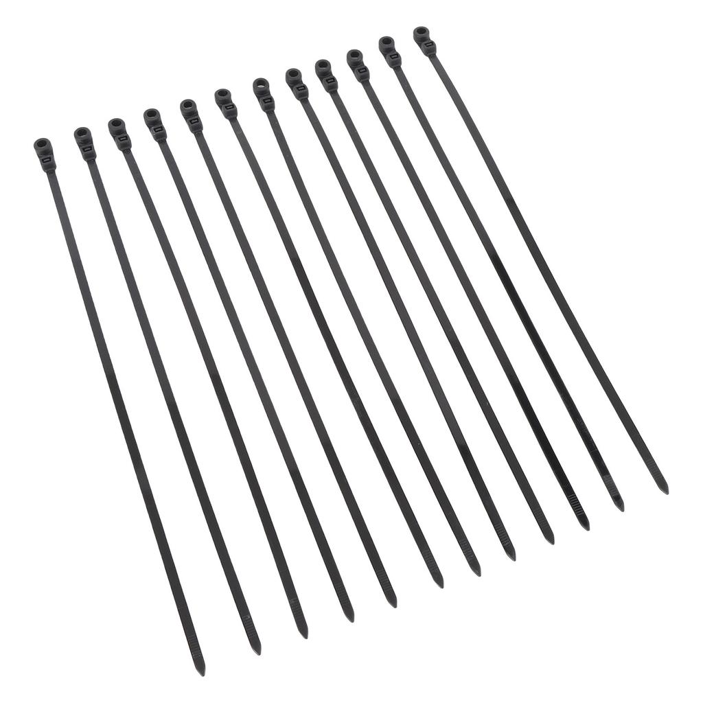 100 Sada Stahovací páska Sada Plastová Černá Stahovací páska s montážním otvorem pro šroub pro Instalace