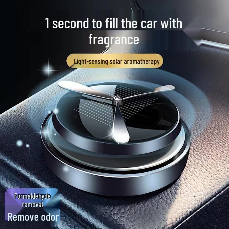 Solar-Powered Rotating Car Perfume Freshener - Long-Lasting Fragrance Car Ornament