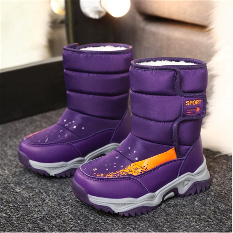 

Winter Children Snow Boots Waterproof Warm Fur Rubber Sole Non-slip Girls Boys Boots EU 26-37 38 фіолетовий