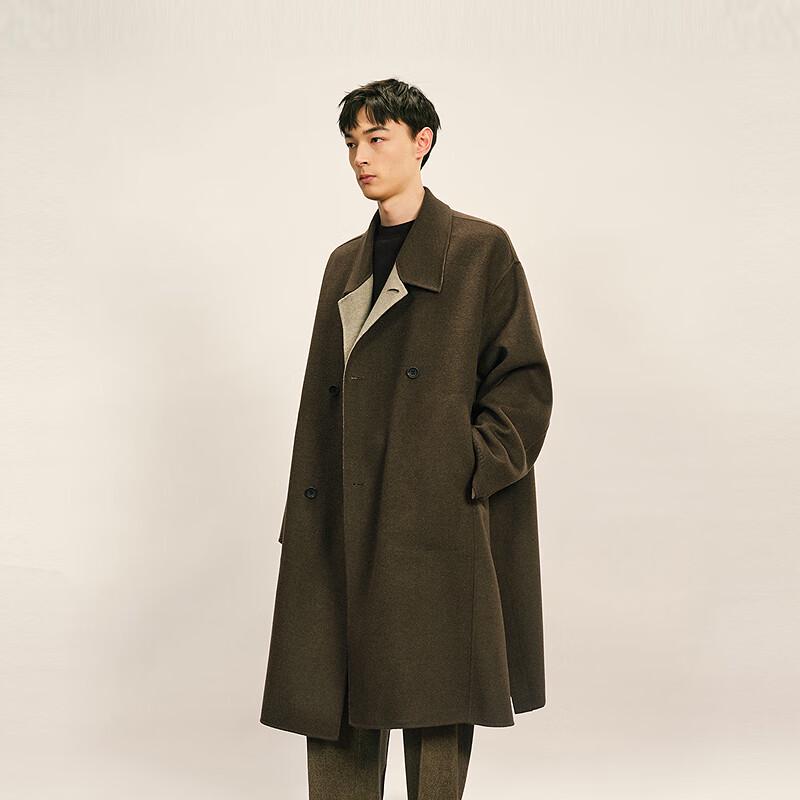 CROQUIS Men's 2025 Winter H-Lapel Long Wool Blend Coat
