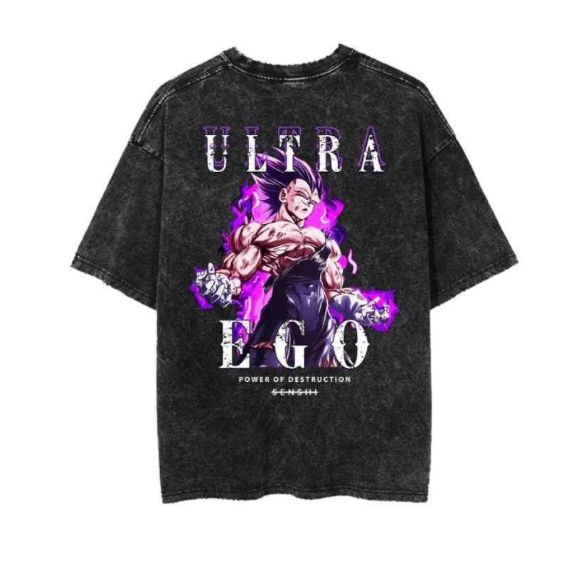 

2025 Harajuku Street Wash Retro Anime Printed Cotton T-shirt Men s Summer Short Sleeve S