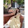 Sweet Design Splicing Sleeveless Vest Dress Women's Summer New Temperament Swinging A-shaped Long Skirt