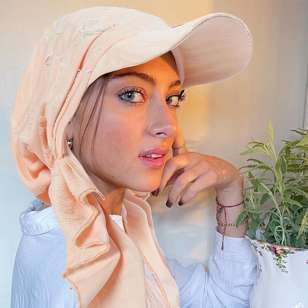 Stretch Fabric Baseball Cap Headscarf Curved Brim Sun Hat Headwrap Hajj Umrah