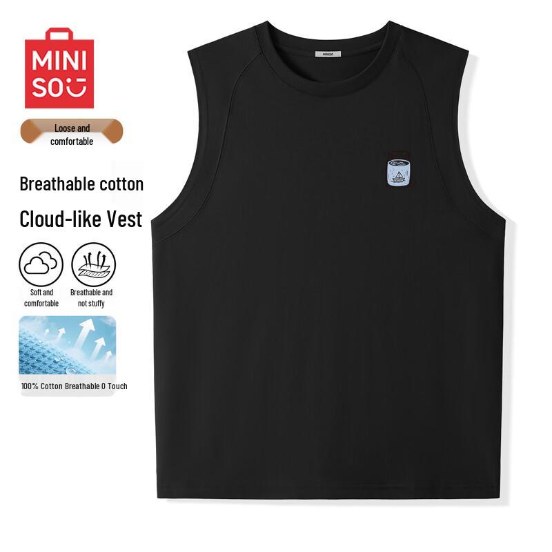 MINISO Men s Retro Pure Cotton Sleeveless T-Shirt XL
