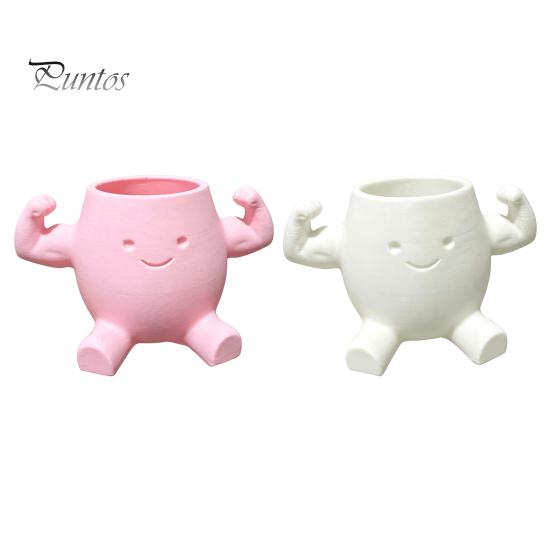 Sculptural Indoor Planter Cute Muscular Man Planter, 3D Printed Smile Face Plant Innovative PLA Pot, Decorative Funny Container for Succulents