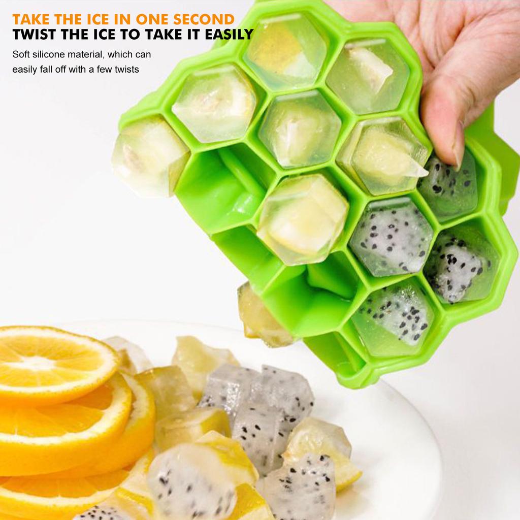 37 Cavity Honeycomb Ice Cube Trays Reusable Silicone Ice Cube Mold Bpa Free Ice Maker With Removable Lids Creative 13 Cavity