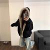 American Style Clean Fit Fluffy Hooded Parka Cotton Padded Jacket Couple Winter Thick Short Workwear Coat