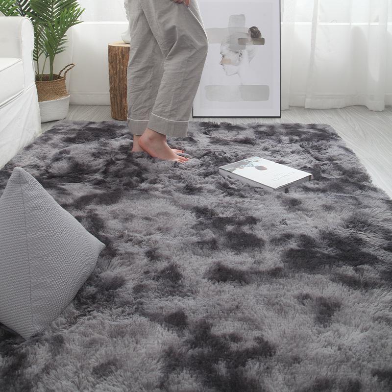 Silk and Wool Tie-Dye Plush Bedroom Rug