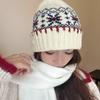 Retro Fair Isle Jacquard Woolen Hat for Men and Women in Autumn and Winter Versatile Face Showing Small Warm Ear Protection Cap