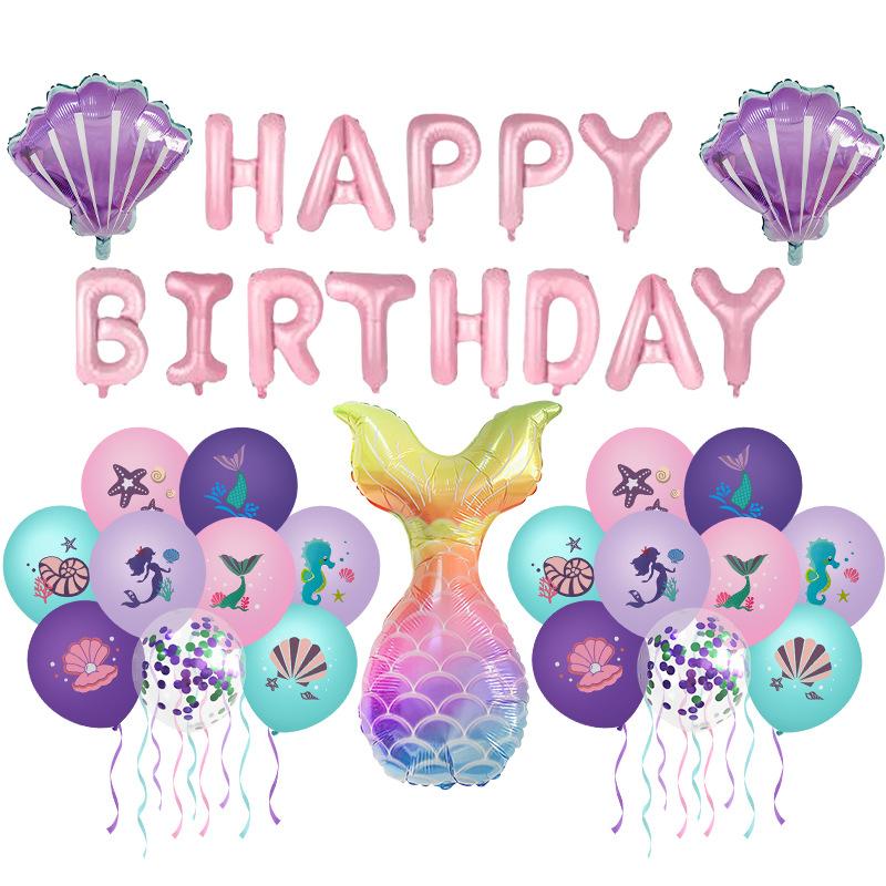 

Mermaid Balloon Aluminum Film Latex Balloon Set Ocean Theme Party Set Background Decoration Mermaid Set F