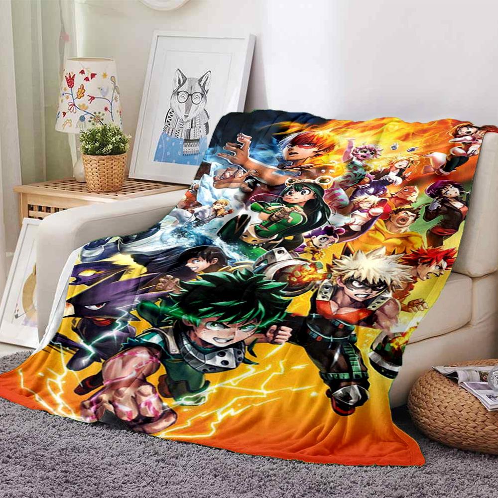 Heroic Anime Characters Flannel Blanket Super Soft Warm Cozy Blanket For Sofa Bed Office Travel Allseason Home Decor Gift