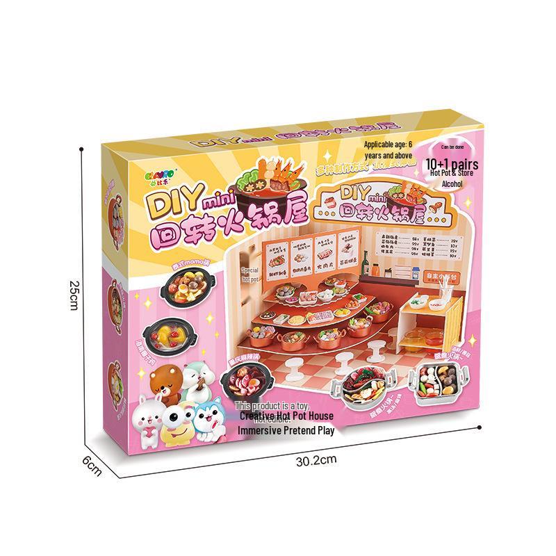 Yibile DIY Rotating Hot Pot Toy Set - Creative Mini Food Play for Kids