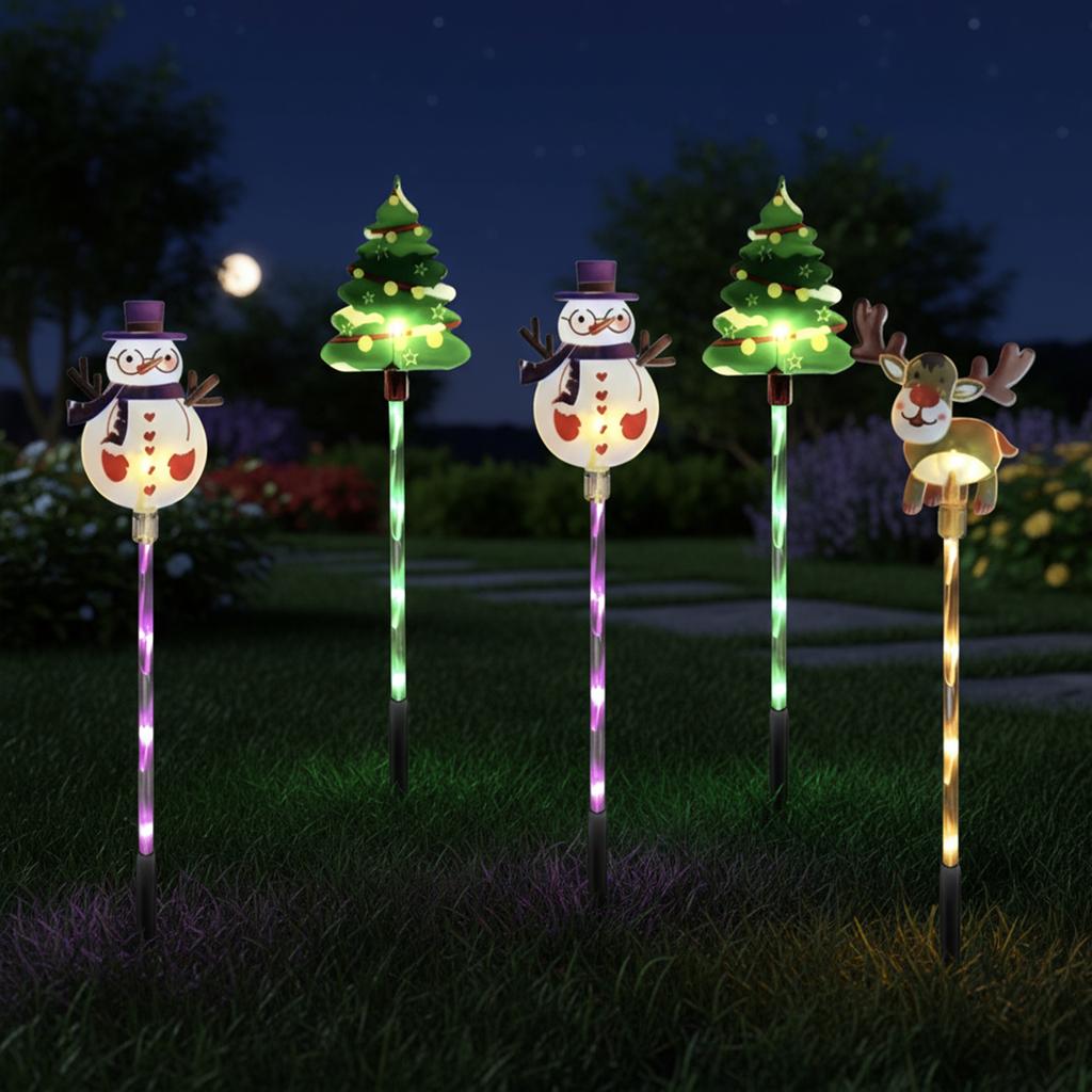 6-Pack Moving Christmas Lights LED Waterproof Christmas Pathway Lights Courtyard Tree Snowman Reindeer for Porches Trees Pathway