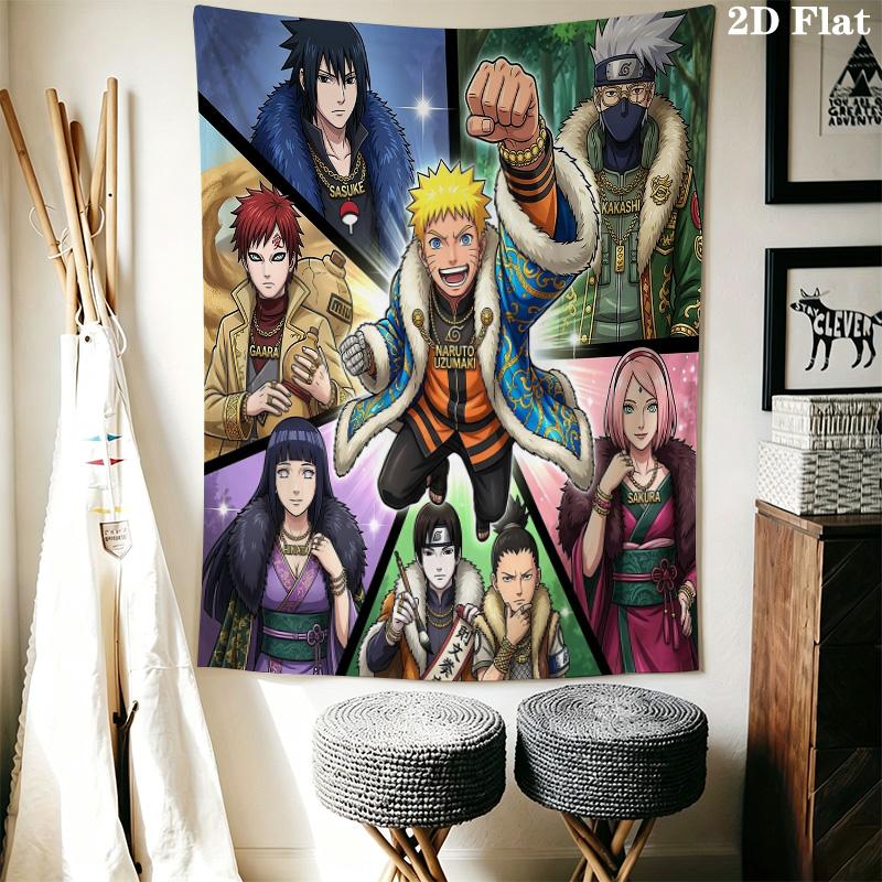 Naruto Team Celebration Wall Tapestry Aesthetic Wall Hanging Printed Fabric Blanket Decorative Tapestries For Bedroom Living Room Home Decor