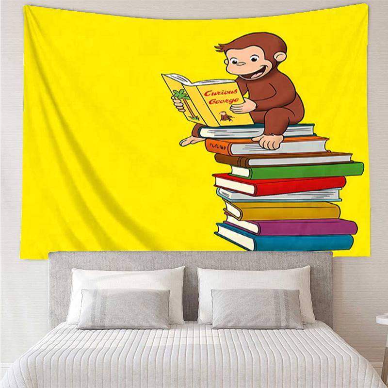 Curious George1 Tapestry for Bedroom Aesthetic Classroom Tapestries Wall Hanging for Living Room Dorm Office,Ideal Creative Gift
