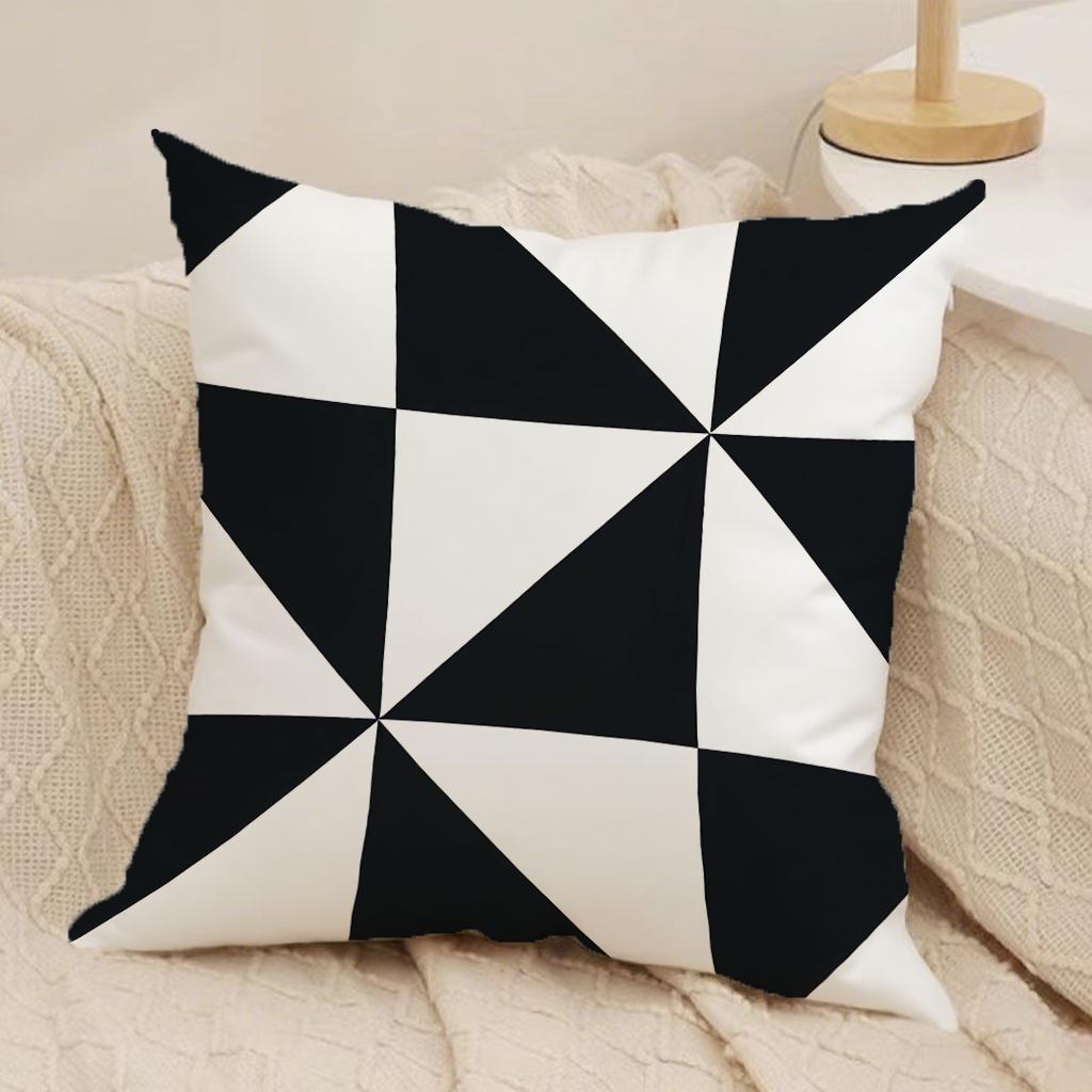 4Pc Black And White Geometric Pattern Pillow Coversuitable For Sofa Car Bedroom Decorative Cushion Cover Pillow Cover