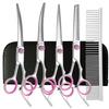 Portable Pet Grooming Scissor Set: Flat & Curved Hairdressing Tools