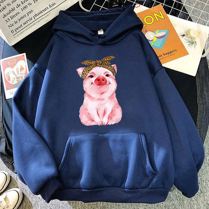Mode Unisex Hoodies Schwein Gedruckt Kapuze Sitzshirts Streetwear Casual Pullover Tops (Versand in 48 Stunden)