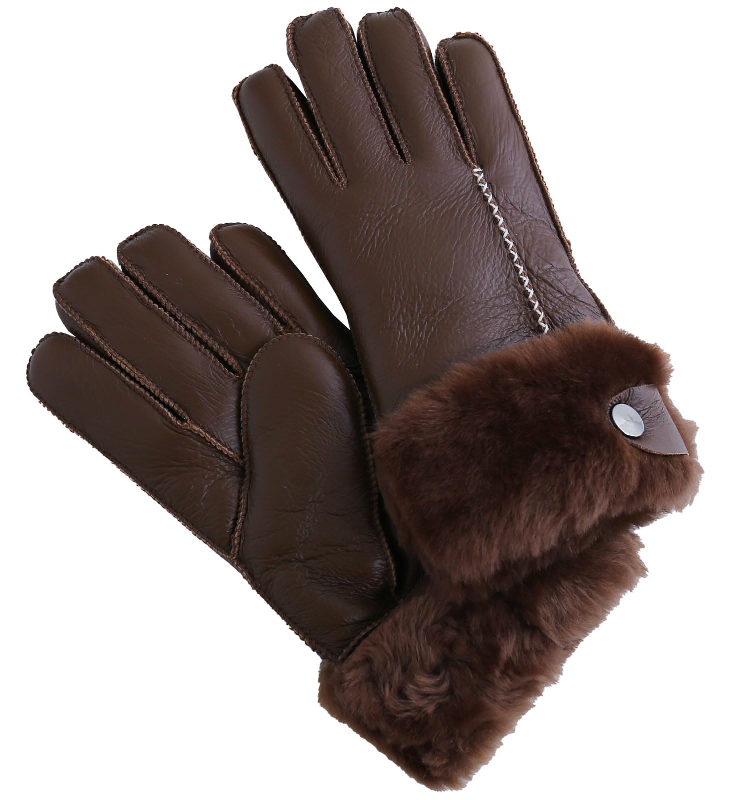 

Sheepskin Gloves for Winter Soft and Fluffy Sheepskin One Size Fits [Sankyo Shoji] Women s Double-Faced - (Brown, All) коричневий