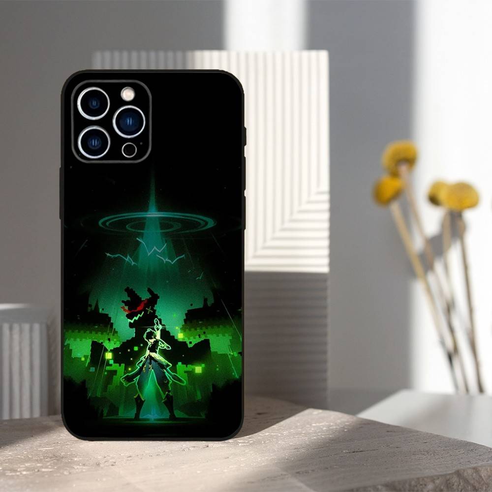Game Genshin Impact K-Kinich Case For iPhone 12,14,15,16,17,13,11,X,Mini,Plus,Pro Max,8,7,XR,SE,XS,Soft Silicone Black