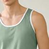 2Pcs/Set Men Pajamas Set U-Neck Sleeveless Vest Elastic Waist Wide Leg Shorts Set Summer Sleepwear Home Wear