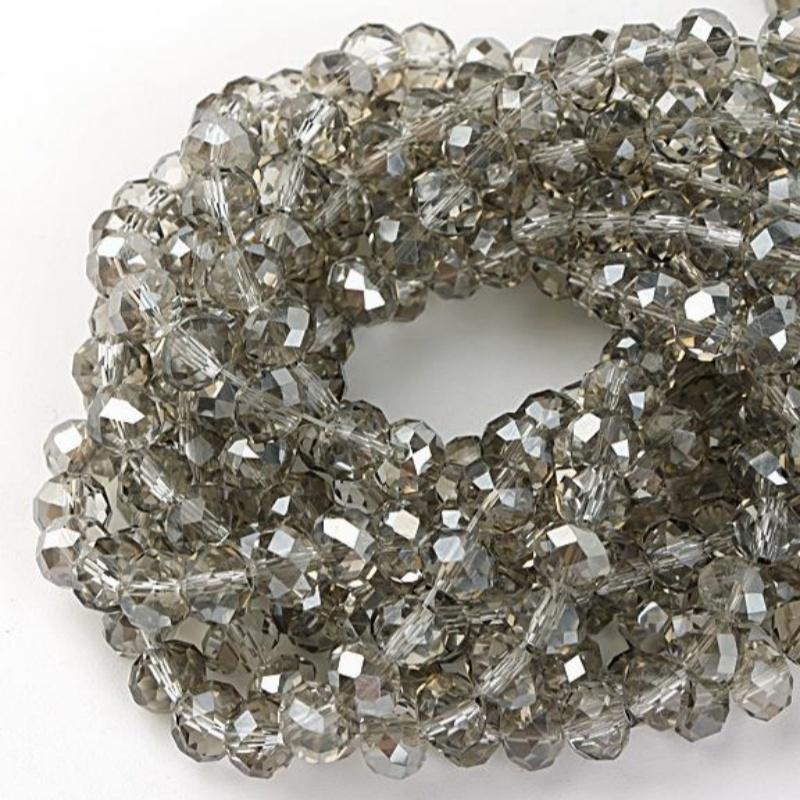 3/4/6/8/10mm Transparent Gray Faceted Crystal Beads Rondelle Glass Loose Spacer Bead For Jewelry Making DIY Bracelet Accessories