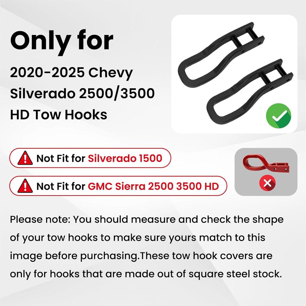 Tow Hook Covers For Silverado 2500/3500 HD -2026, Hitch Cover Front Tow Hooks Compatible With Chevrolet Silverado 2500/3500 -2026 Accessories (Red)