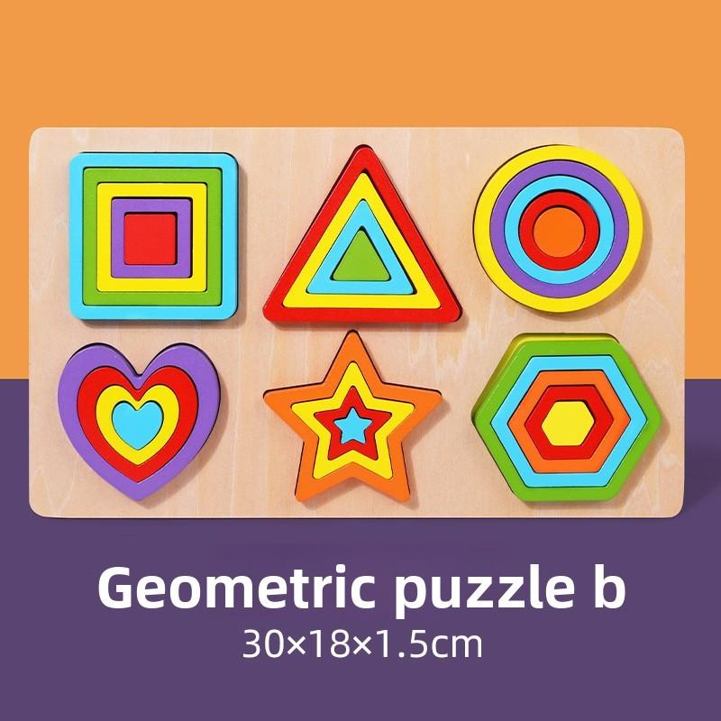 Geometric Shape Puzzle Board For Kids Early Learning Wooden Toy Educational
