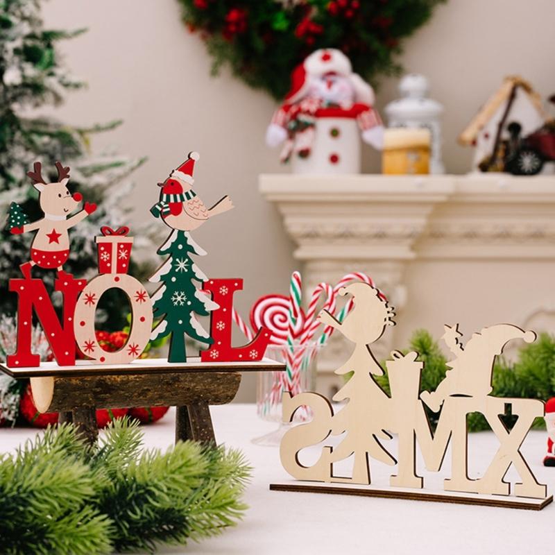 Natürliches Holz Weihnachtsalphabet Display Handgefertigte Feiertagsdekoration Für Wohnzimmer Schreibtisch Oder Regal Dekoration