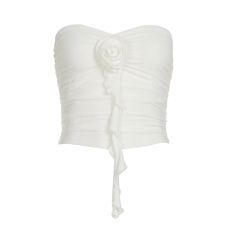 

Женская трехмерная цветочная складка для похудения с грудью Spice Girl Temperament Сексуальная блузка с открытой спиной L белый