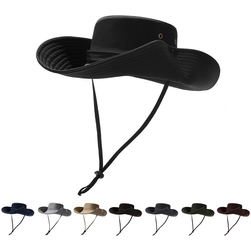 Four Seasons Fisherman Hat Men Women Western Cowboy Hat Breathable Outdoor Mountaineering Camping Fishing Big Brim Hat