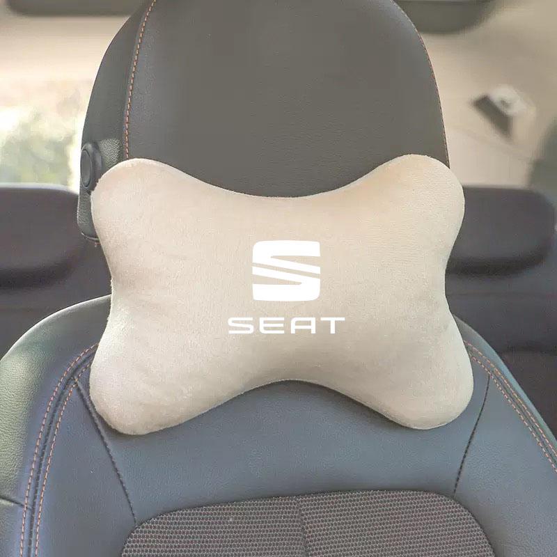 Opěrka hlavy autosedačky Auto Logo Polštářek na krk Ramenní chránič pásu pro Seat Ibiza Leon Cupra Ateca Altea Arona Tarraco Toledo Exeo