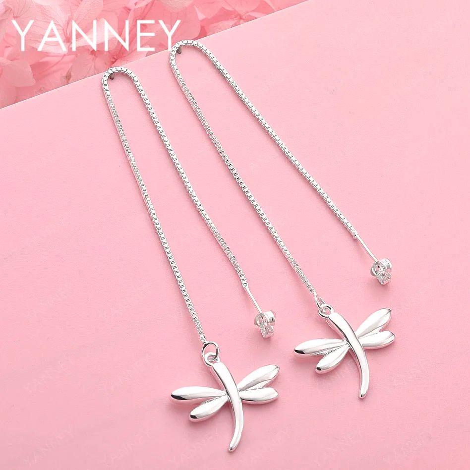 

925 Sterling Silver Long Tassel Dragonfly Earrings for Women - Charming Fashion Jewelry Accessories Wedding Gifts