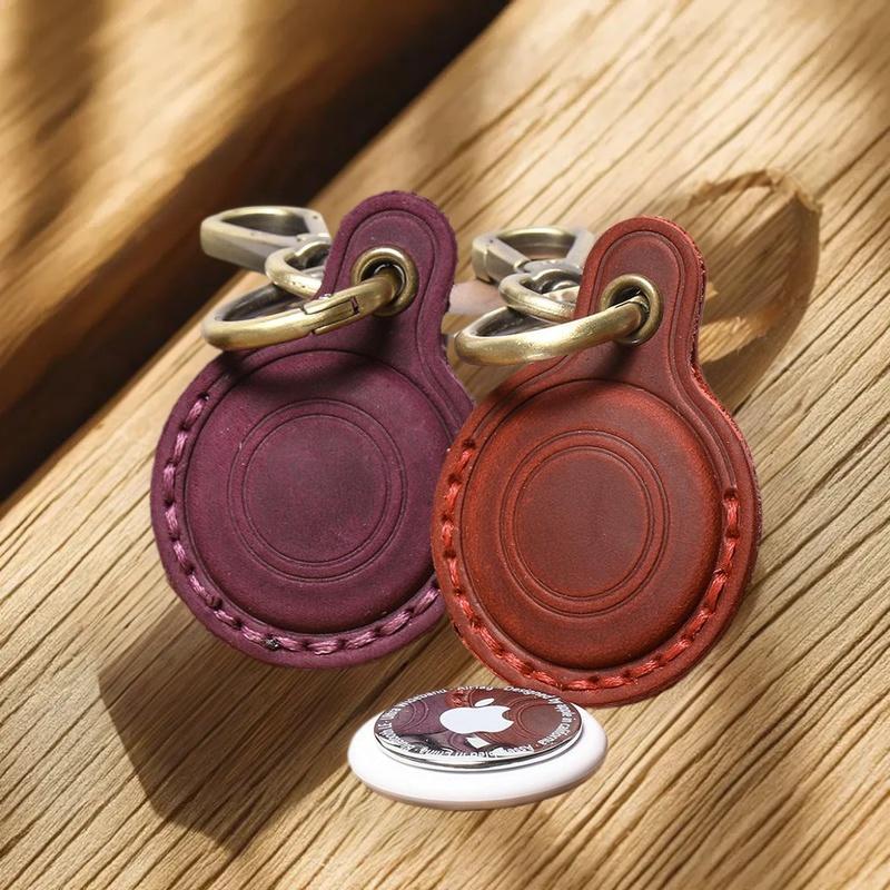 Airtag Lederschutzhülle Schlüsselanhänger Vintage Haustier-Tracker-Hülle Anti-Verlust Locator-Halter Ausweishalter