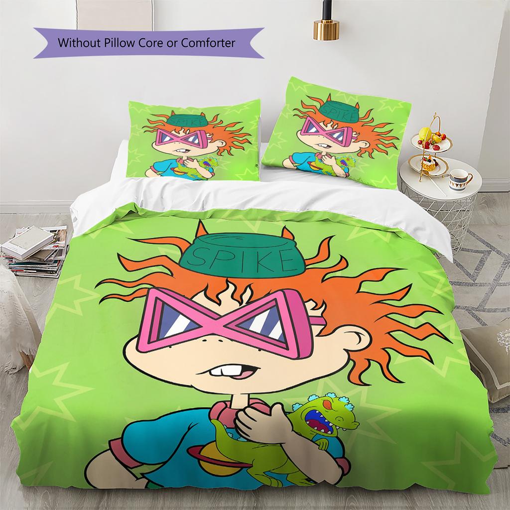 Rugrats  Pattern Bedding Quilt Set  Home Decoration  Gift (1 * Duvet Cover + 2 * Pillowcase  Without Core)