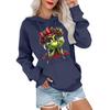 Women's Casual Comfortable Neck Hooded Long Sleeve Christmas Print Warm Sweatshirt