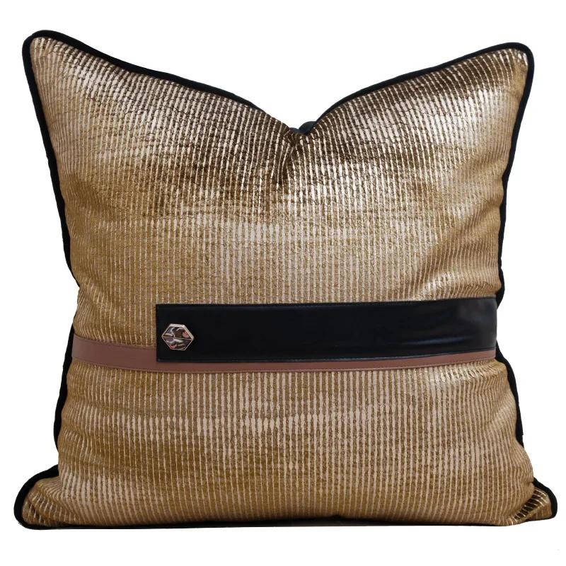 High End Hotel Gold Cushion Cover Modern Style Cotton Fluff Pillow Covers Decorative Home