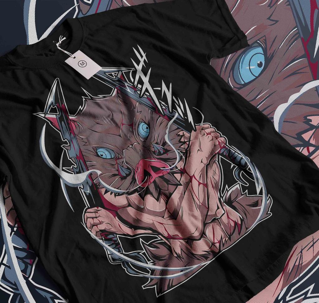 Inosuke T-Shirt Demon Slayer Kimetsu No Yaiba Anime Manga Gift Shirt All Size561
