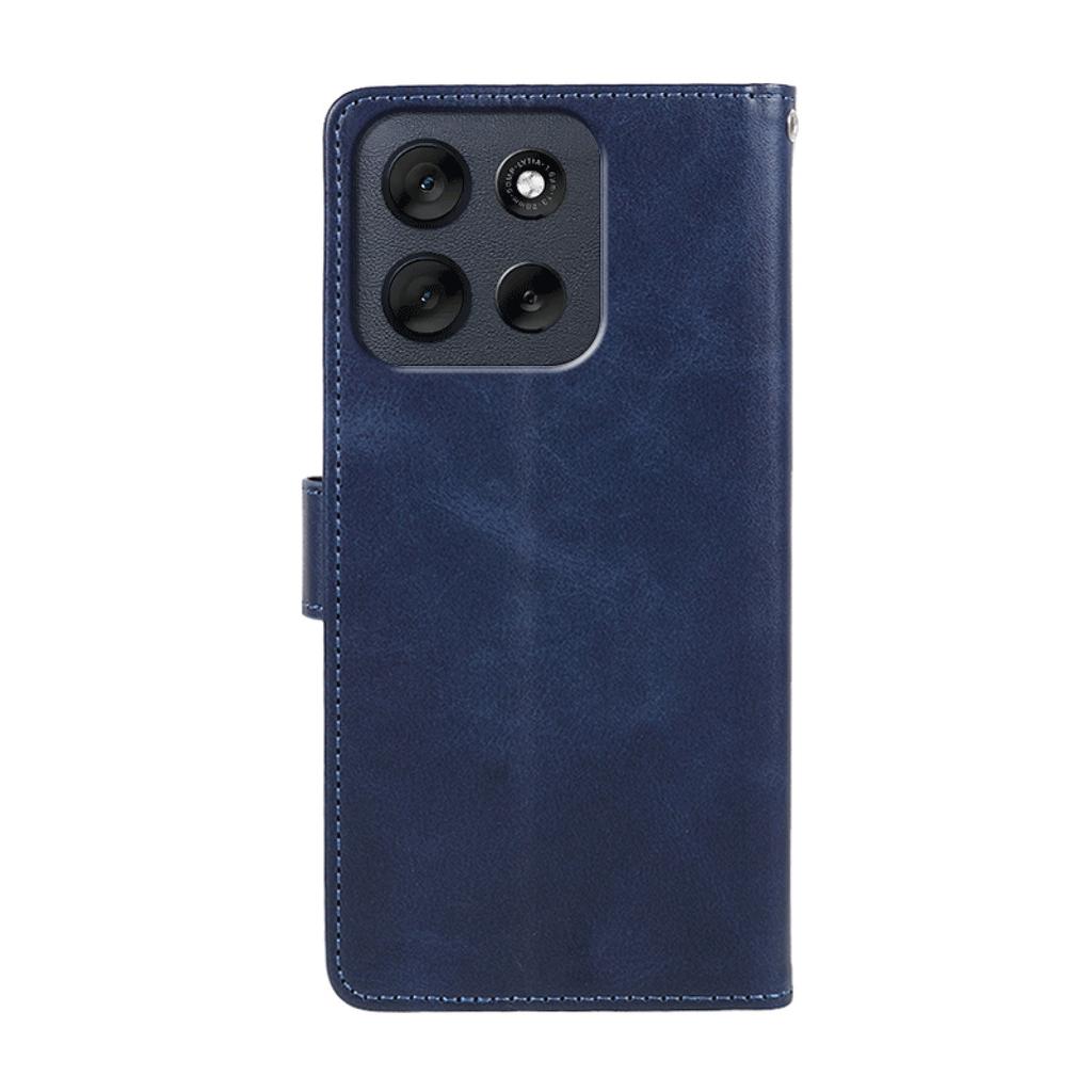 For Motorola Moto G56 5G Case Calf Texture PU Leather Wallet Phone Cover with Wrist Strap