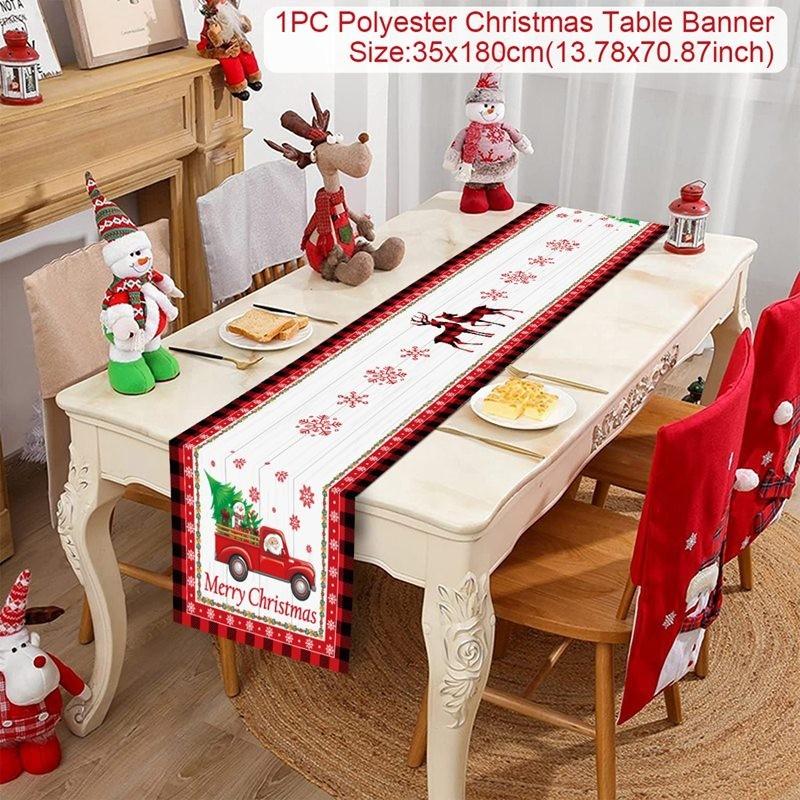 Christmas Table Runner Merry Christmas Decorations For Home 2025 Tablecloth Navidad Noel Kerst Xmas Gifts New Year 2026 Natal