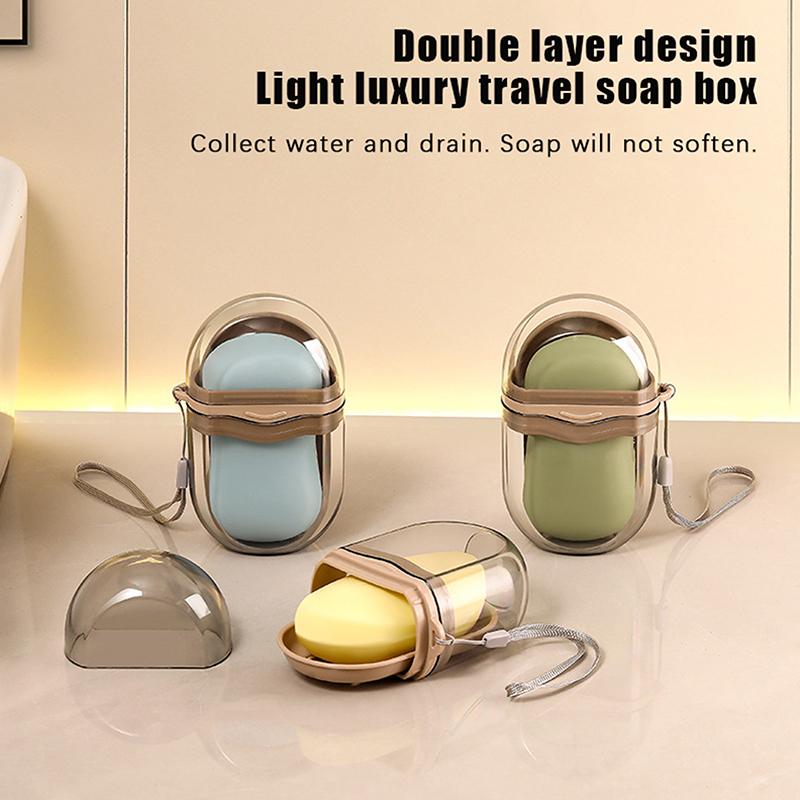1Pc Travel Soap Box Portable Soap Dishes Sealed Drainage Soap Case Waterproof Soap Organizer Tray Leak Proof Soap Organizer