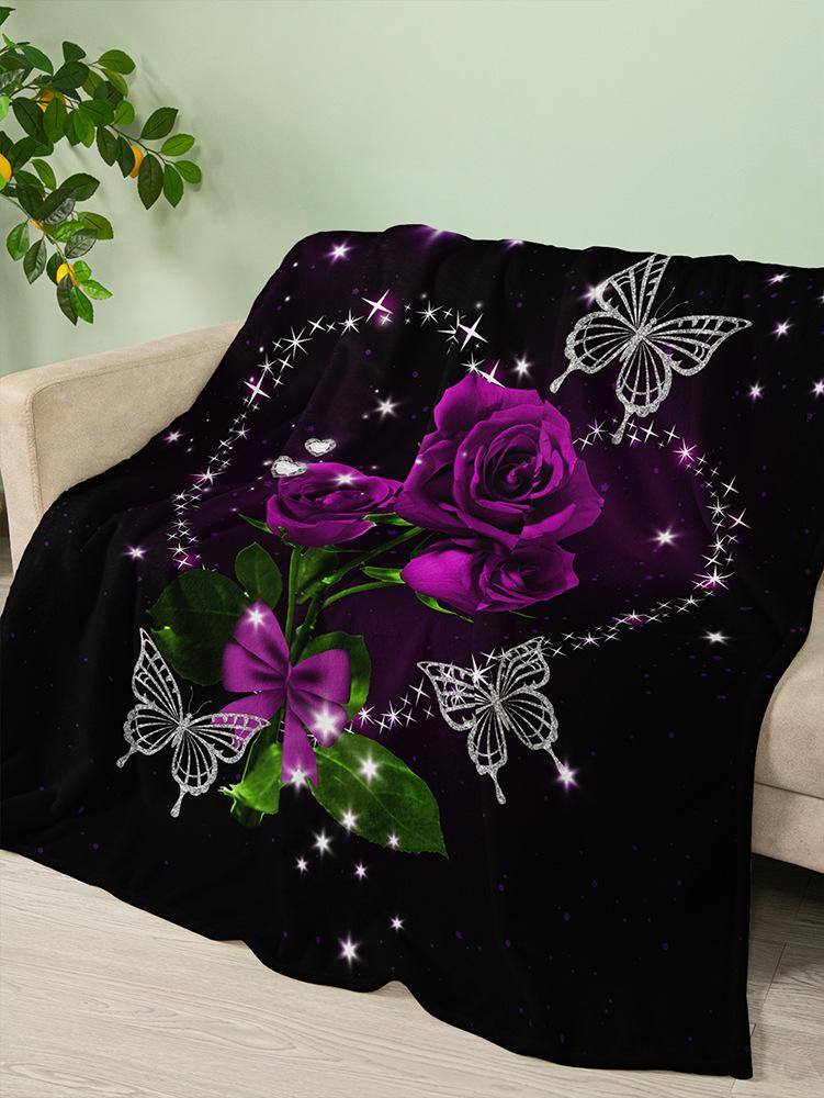 Flannel Blanket Rose Love Valentine'S Day Wedding Blanket Crystal Fleece Blanket Spring And Autumn
