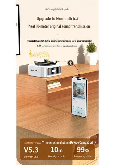 Creative Retro Vinyl Record Player: Portable Bluetooth 5.3 Speaker for Outdoor and Desktop Use