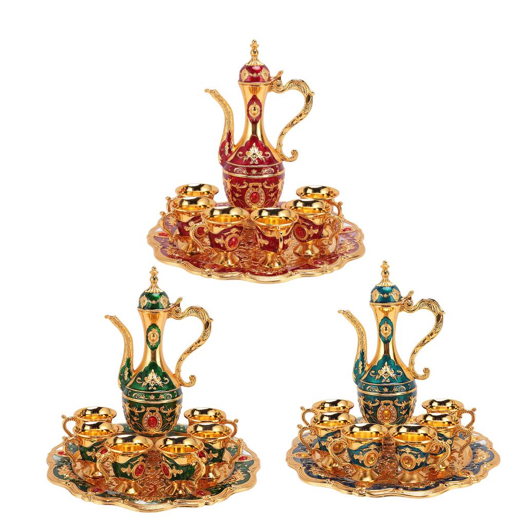 Vintage Coffee Pot Set European Wine Pot Kit With 6 Cups Teapot Tea Service Set for Wedding Birthday