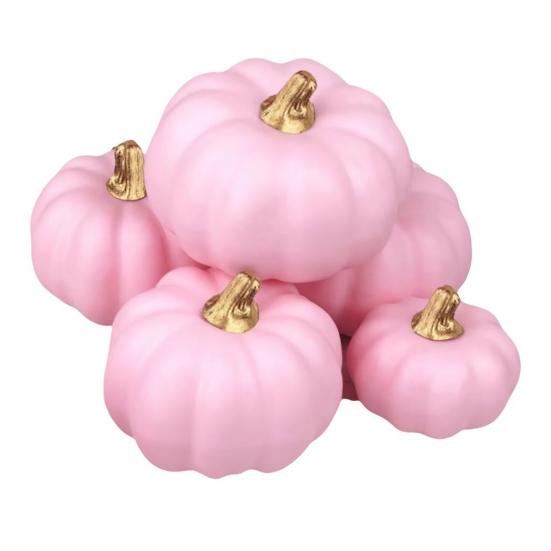 6/12 stk Skum Gresskarpynt Realistisk Design Rosa Gresskar Halloween-statue Inspirerende Hjemmedekorasjon