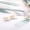 Temperament Fashion Zircon Flower Spike Earrings Earrings Women's Exquisite Versatile Premium Leaf Silver Needle Earrings
