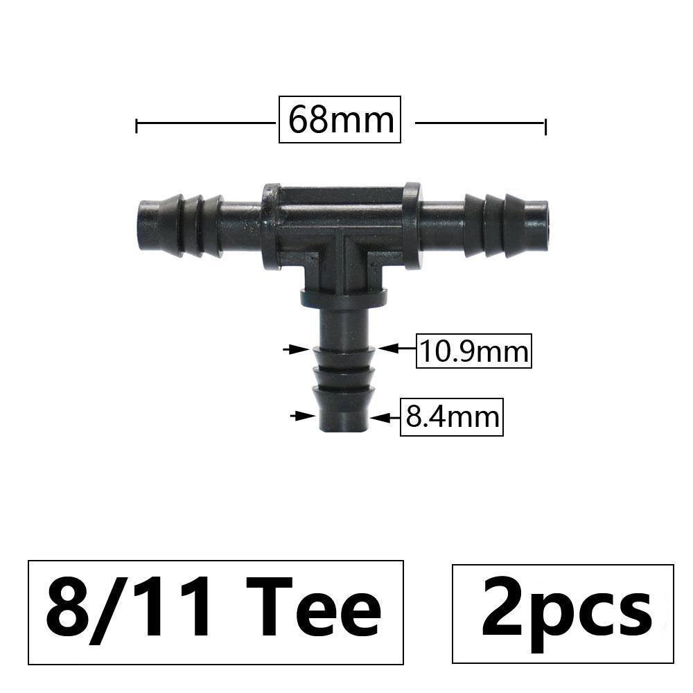 3/8" 8mm Garden Hose Connector 8/11 To 4/7 3/5mm Hose Reducer Water Splitter Tee Elbow End Plug Drip Irrigation System Fitting