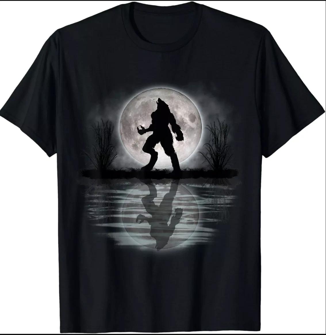 NEW LIMITED Werewolf Under Full Moon Howling Scary Cryptid T-Shirt - MADE IN USA S
